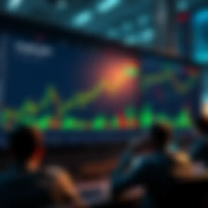 A stressed crypto trading screen showing declining graphs and worried investors