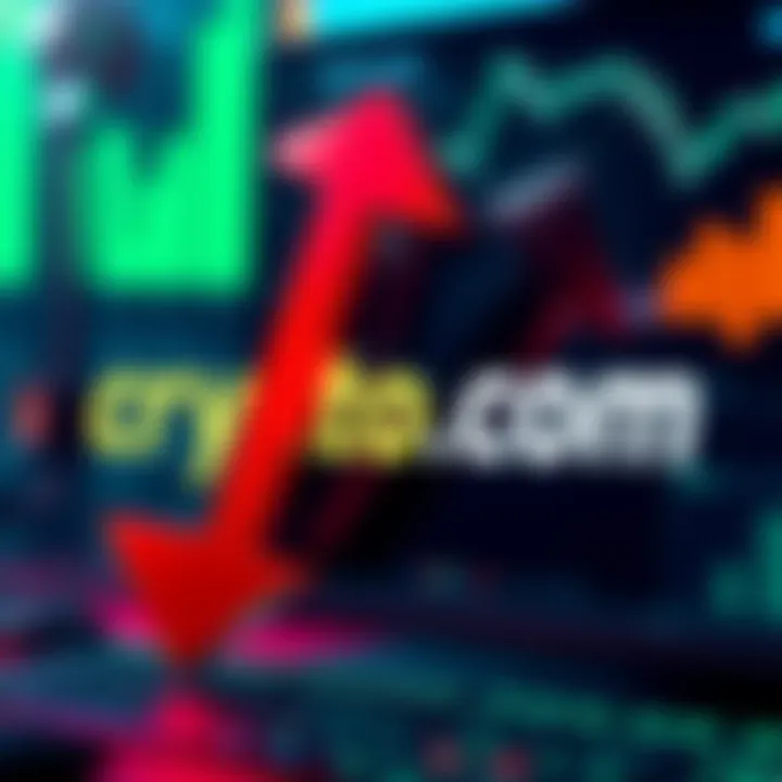 Crypto.com logo with a downward arrow indicating loss in ranking