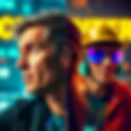 A split image showing a worried investor on one side and a confident crypto enthusiast on the other, representing the debate over cryptocurrency investments.