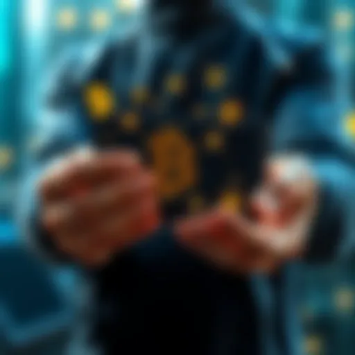 A person holding a digital wallet showing cryptocurrency symbols, symbolizing financial freedom and innovation.