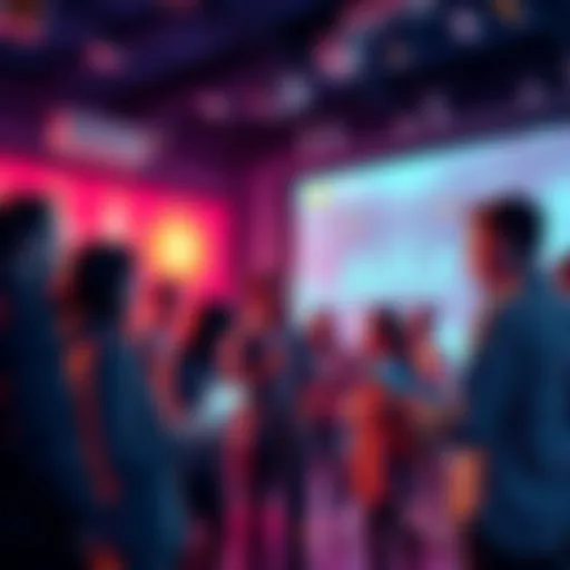 People discussing popular cryptocurrency projects like ETH, LTC, and AVAX in a lively setting.