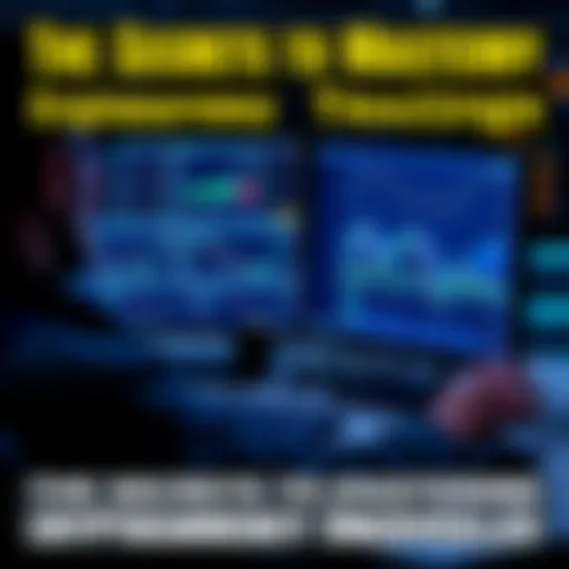 A trader analyzing cryptocurrency market trends on multiple screens with graphs and charts visible.
