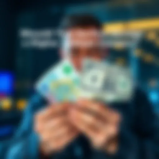 A person holding two different currency notes, one Euro and one US Dollar, contemplating a savings switch.