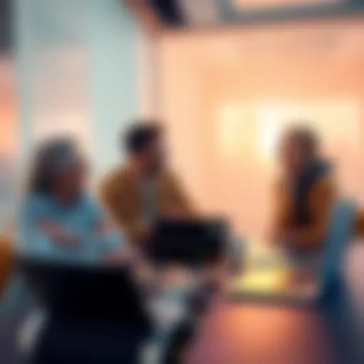 People engaging in a friendly conversation about cryptocurrency and Ethereum, with donuts on the table, and a laptop displaying crypto charts.