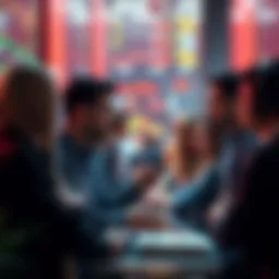 People engaging in a lively discussion about trading ideas and current events