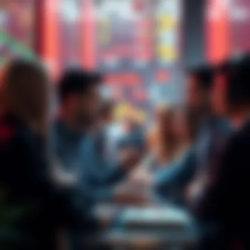 People engaging in a lively discussion about trading ideas and current events