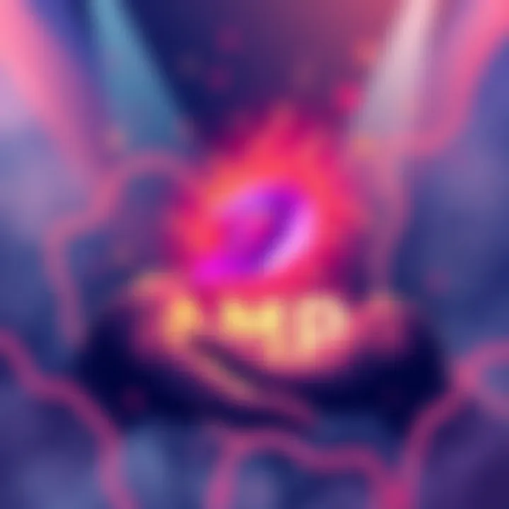 Illustration showing Dash logo and AMP logo in a supportive gesture, surrounded by a crypto community vibe.
