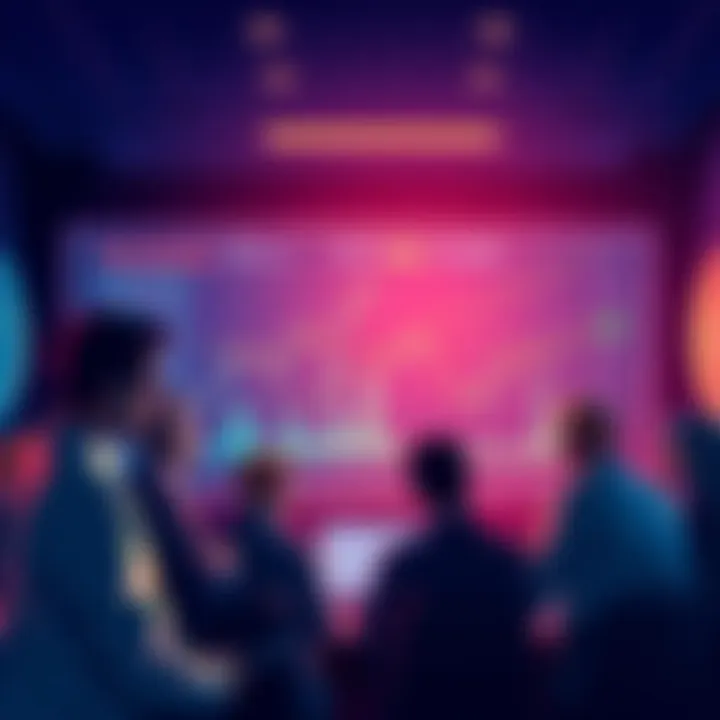 A group of people discussing the altcoin season with charts and graphs on a screen in front of them.