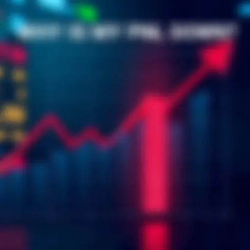 A downward trending graph representing financial losses, with red arrows indicating decreasing profits.