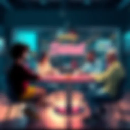 People engaging in a general discussion about donuts and other topics at a round table