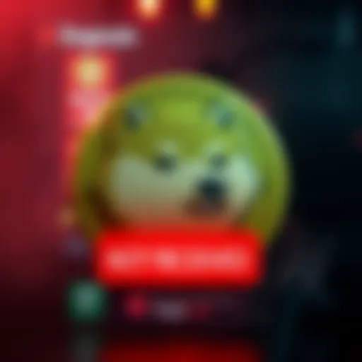 A visual of the Dogecoin logo with a warning sign, indicating problems with transactions