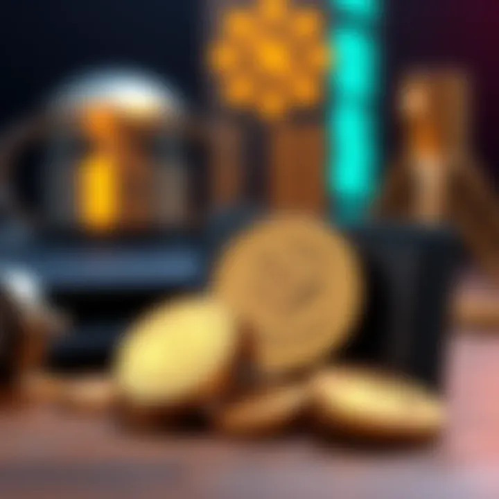 A wallet with Dogecoin coins in it, representing the idea of holding Dogecoin.