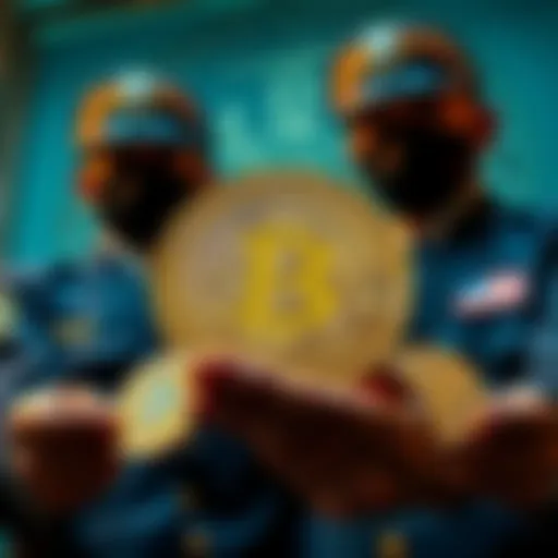 Department of Justice agents displaying seized Bitcoin representing a massive fraud case