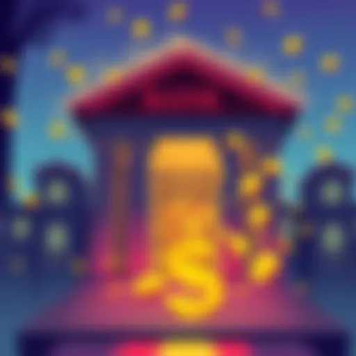 Illustration showing a bank building with dollar-pegged stablecoins flowing in, representing a shift in deposits from emerging markets.