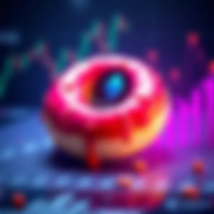 A graphic showing a donut and Ethereum logo alongside charts representing investment growth