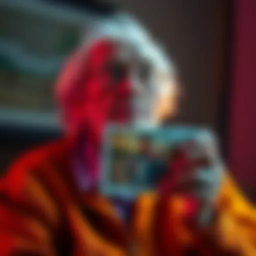 Elderly person sharing a photo An elderly person proudly shares a creative photo, showcasing their artistic talent and confidence at 103 years old.