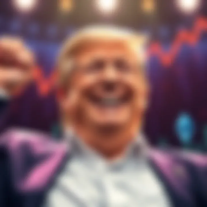 Eric Trump smiling and celebrating with Ethereum graphics in the background, symbolizing the cryptocurrency's rise.