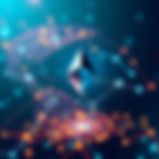 A digital representation of Ethereum symbolizing a decentralized network without banks or governments, showcasing connectivity and inclusivity.