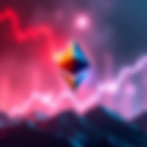 Ethereum logo with a rising graph showing price increase above $3,600