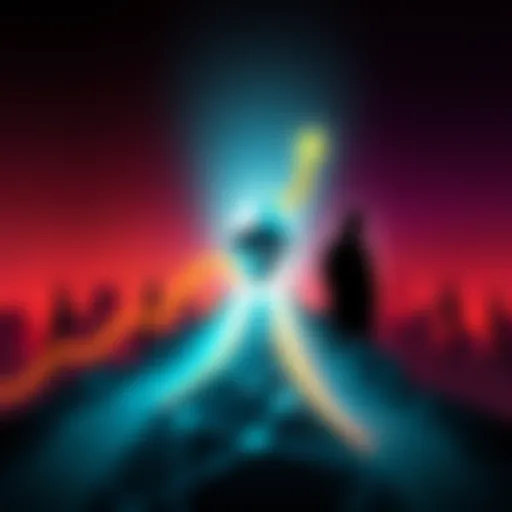 A graphic representation of rising Ethereum value with arrows pointing upwards and investor silhouettes in the background.