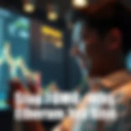A person looking at a graph showing Ethereum's rising price, with excitement on their face.