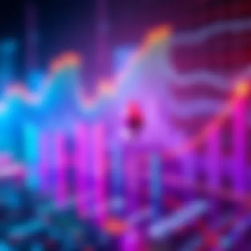 Graph showing Ethereum's rising daily transactions with vibrant colors representing growth and activity