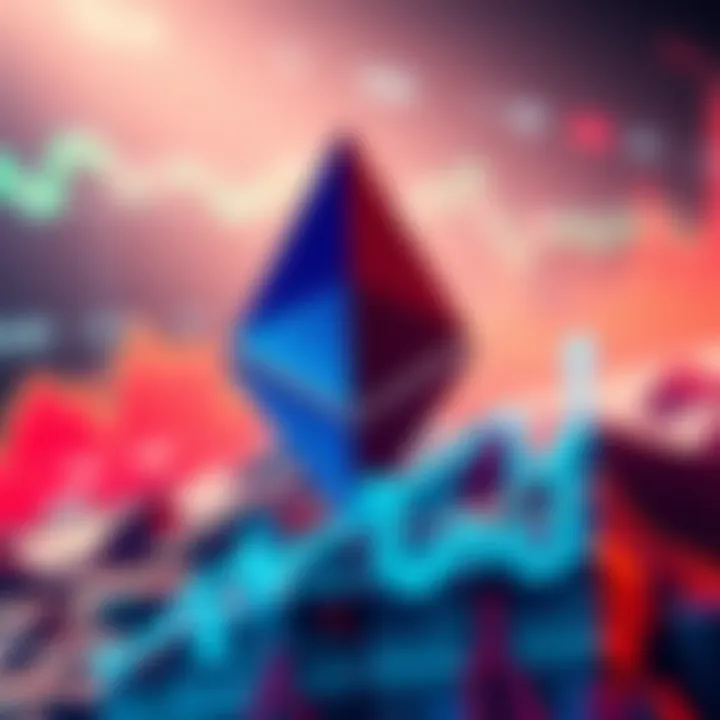 A visual representation of Ethereum's price rising with graphs and charts showing growth, symbolizing market optimism.