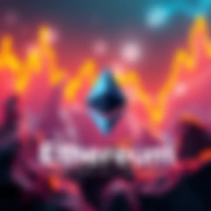 Graphic showing Ethereum's price hitting a new high with rising charts