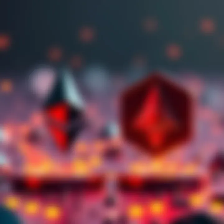 A digital representation showing Ethereum and Solana logos with visual elements indicating conflict and unpredictability in transactions.