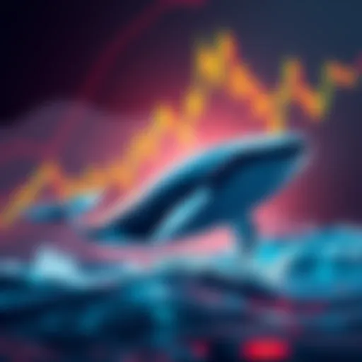 A visual representation of a large financial investment in Ethereum cryptocurrency, showing the whale symbol alongside ETH price charts and a bullish trend.