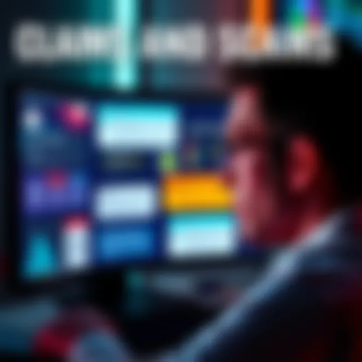 A person looking at a computer screen with various pop-up alerts about claims and scams, showing concern and curiosity.