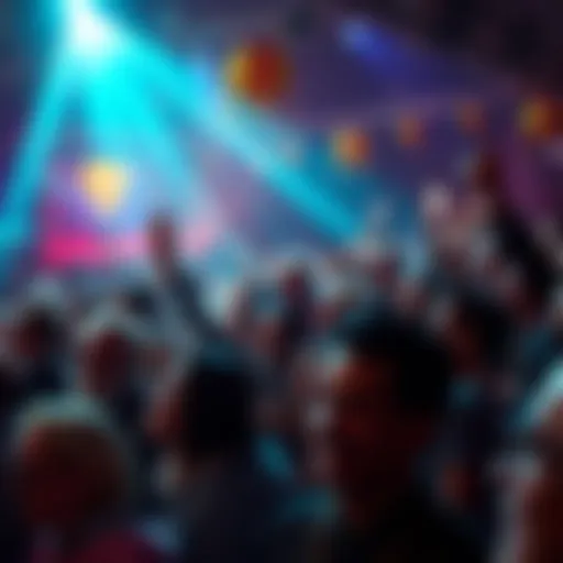 A joyful crowd of people gathered, celebrating and anticipating the upcoming big event with smiles and decorations.