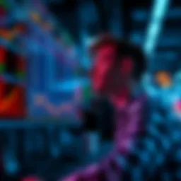 A person watching cryptocurrency prices on a computer screen with a hopeful expression, symbolizing the anticipation of buying coins for potential gains.