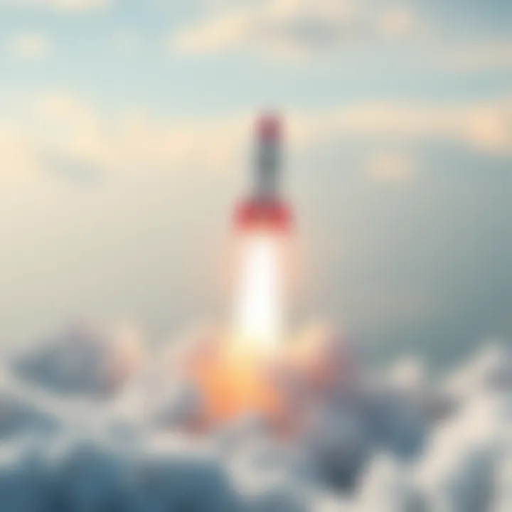 A rocket taking off symbolizing new updates and excitement in the air