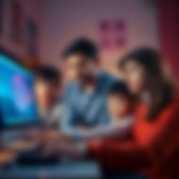 A family looking worried while checking a computer for cryptocurrency access issues