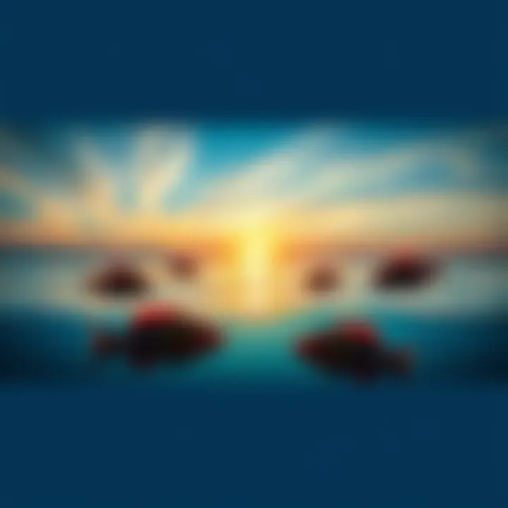 A serene ocean view at sunset with fish swimming, symbolizing a heartfelt goodbye.