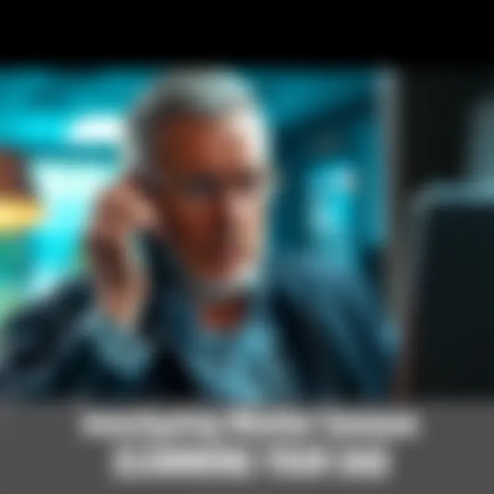 A worried father talking on the phone, showing signs of concern about a potential scam.