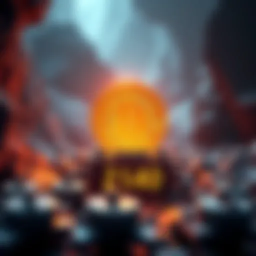 A digital representation of the last Bitcoin being mined in a futuristic setting, with a glowing Bitcoin symbol and a countdown clock showing 2140.