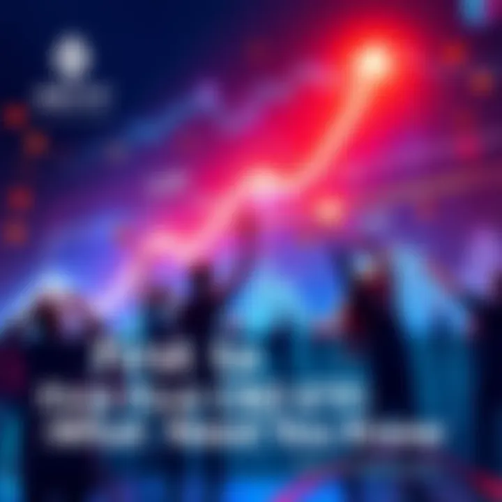 A graphical representation showing the launch of the first CRO ETF with a rising trend line, cryptocurrency symbols, and excited investors celebrating.