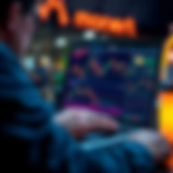 A trader analyzing Monero charts and trends on a laptop screen, showing fluctuations and market data