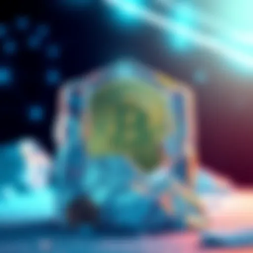 A digital representation of Bitcoin being encased in ice, symbolizing protection against quantum threats, with a background featuring quantum computing elements.