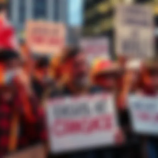 Canadians showing frustration over Coinbase account issues with signs demanding better treatment and regulations.