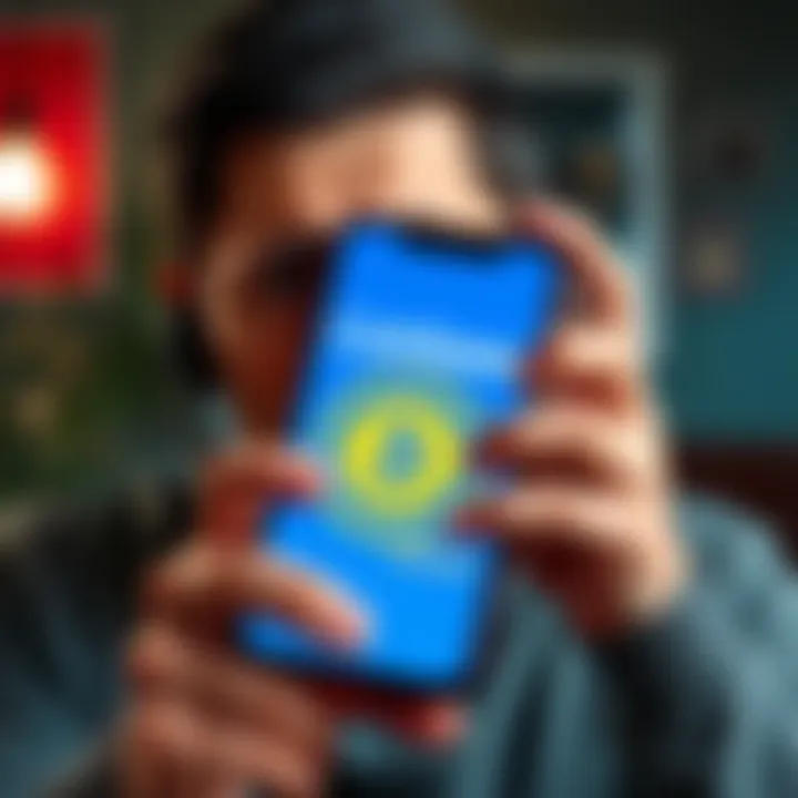 A person looking stressed while holding a phone with a Coinbase logo on the screen, showing frustration with customer support issues.