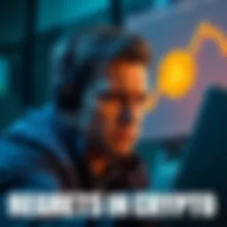 A person looking at a chart showing Bitcoin's price drop after selling. They appear upset about their decision.
