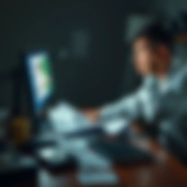 A person sits at a desk, looking disappointed while reviewing cloud storage fees on their computer. Papers and a physical hard drive are scattered around, symbolizing a shift from digital to physical backups.