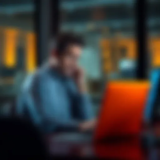 A person sitting at a desk looking frustrated while staring at a laptop, symbolizing feelings of not receiving responses or support.
