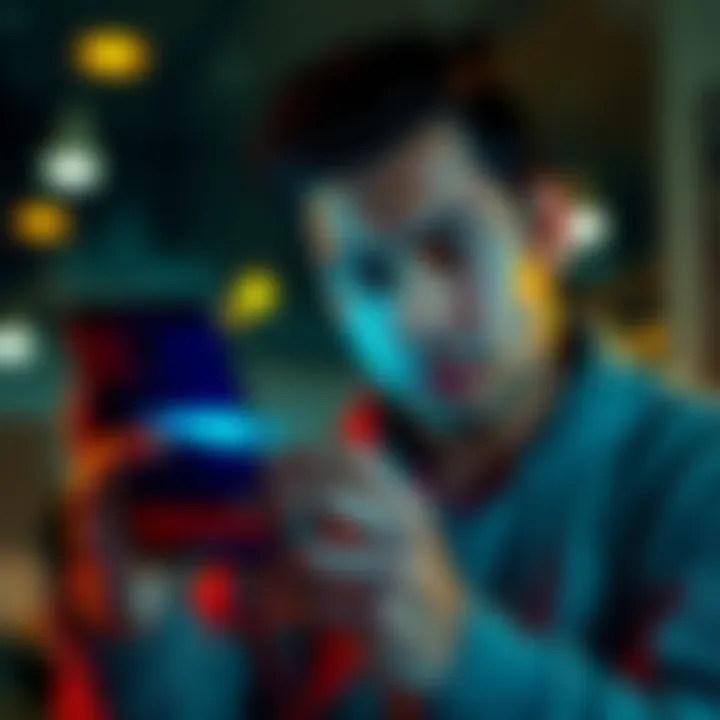 Frustrated person using Revolut app Person looking confused while trying to verify identity on the Revolut app, showing a phone with error message.