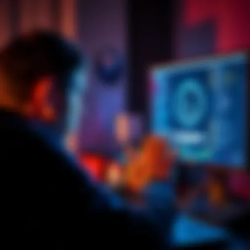 A person looking at a computer screen with a loading symbol, showing frustration while waiting for a wallet synchronization to the blockchain