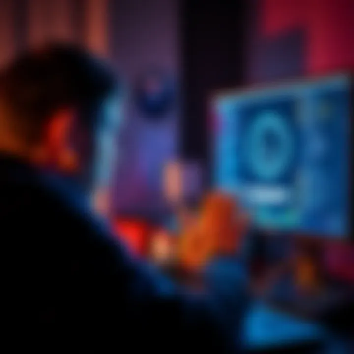 A person looking at a computer screen with a loading symbol, showing frustration while waiting for a wallet synchronization to the blockchain