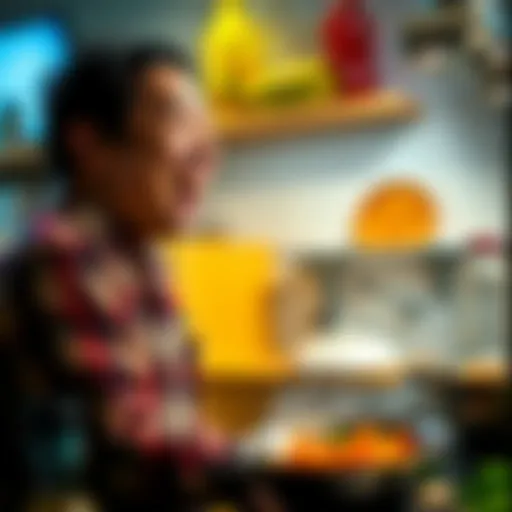 A person laughing at a small mishap while cooking, showing joy in everyday humor